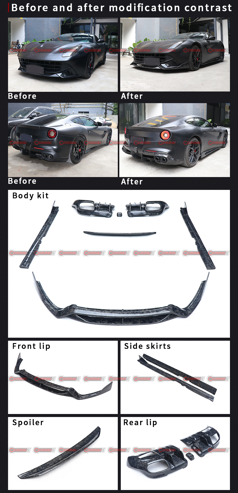 Bodykit in fibra di carbonio stile DMC per Ferrari F12