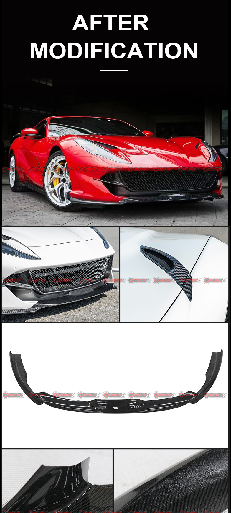 Kit carrozzeria in fibra di carbonio a secco stile Novitec per Ferrari 812