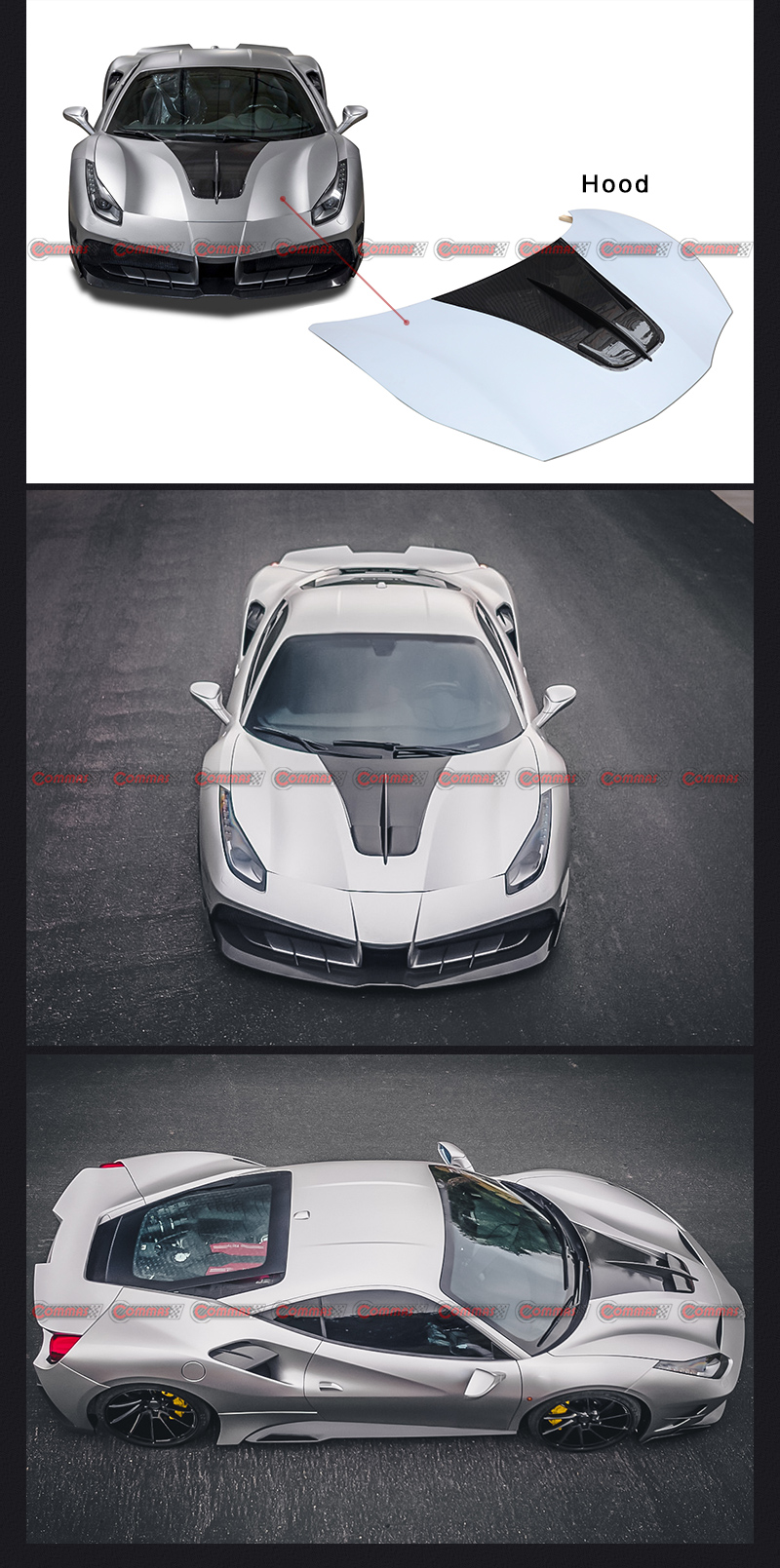 cofano motore ferrari 488 gtb misha