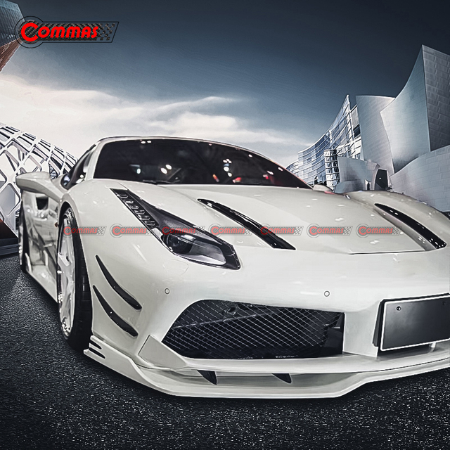 Labbro anteriore in fibra di carbonio stile Rowen per Ferrari 488 GTB