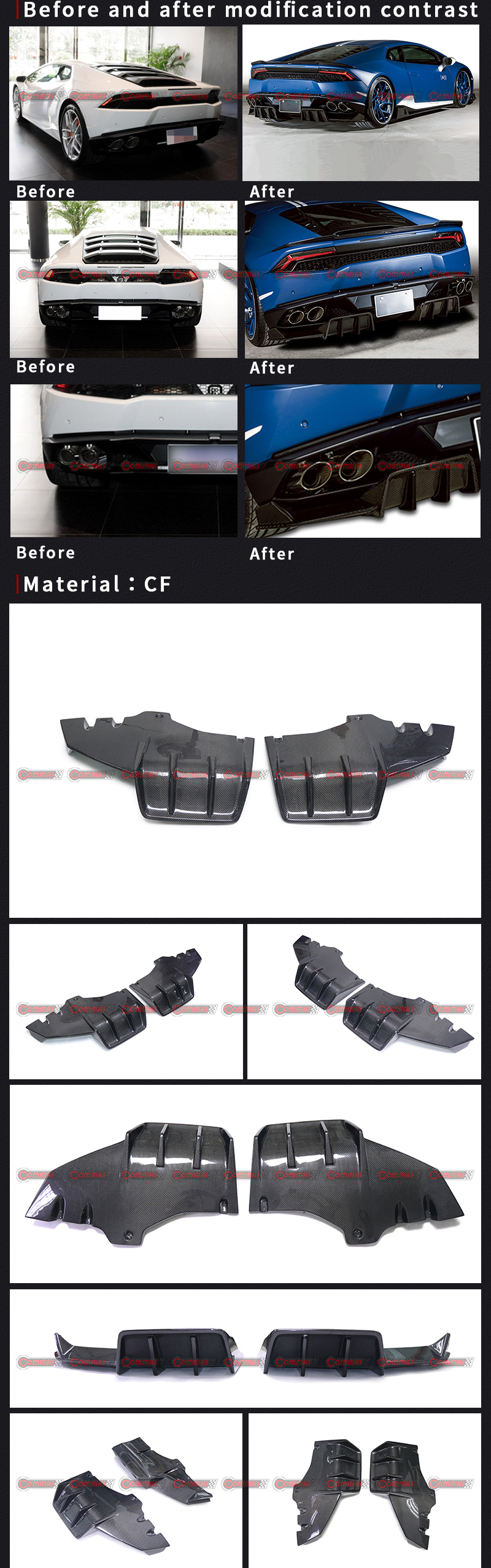 paraurti posteriore rowen per lambroghini huracan
