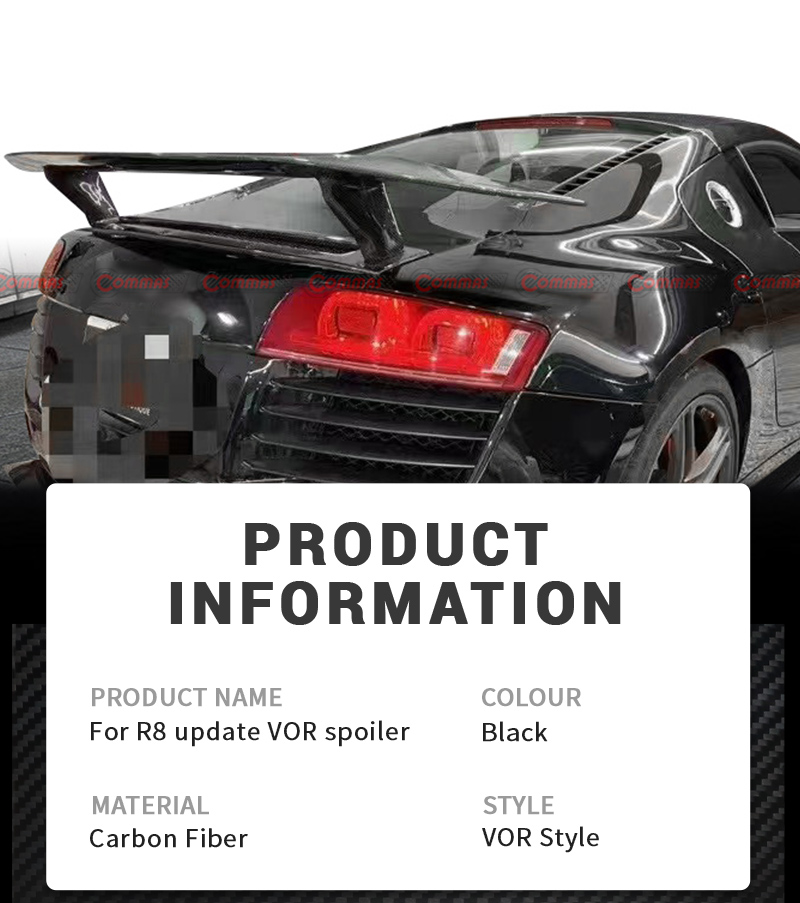 Audi R8 alettone posteriore in fibra di carbonio a secco